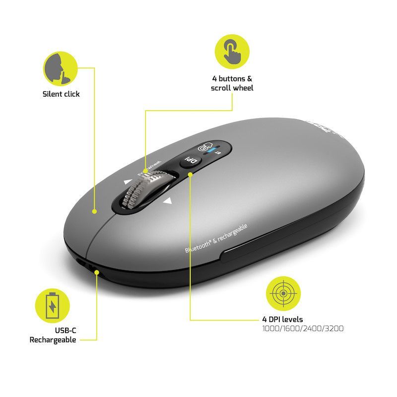 Port Designs Pure MAC Wireless Bluetooth Mouse Silver