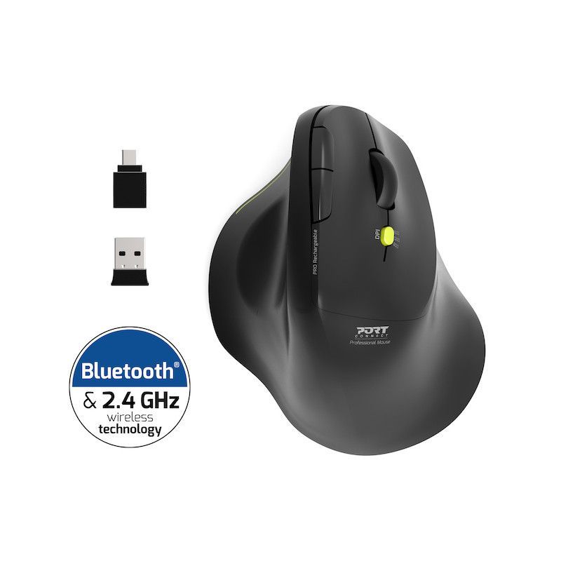 Port Designs Ergo Soft Wireless Bluetooth Rechargeable Mouse Black