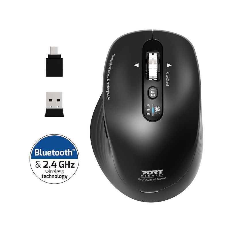 Port Designs Business Wireless Bluetooth Rechargeable Mouse Black