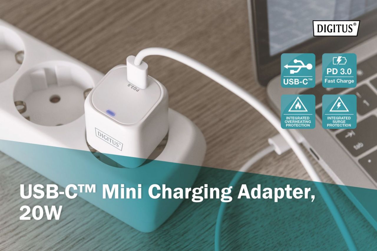 Digitus DA-10060 USB-C Mini Charging Adapter 20W White