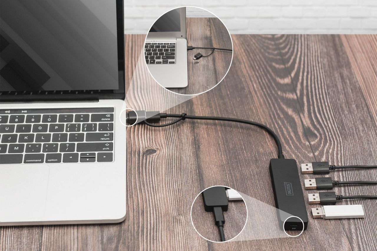 Digitus USB 3.0 Hub 4-Port Slim Line Black