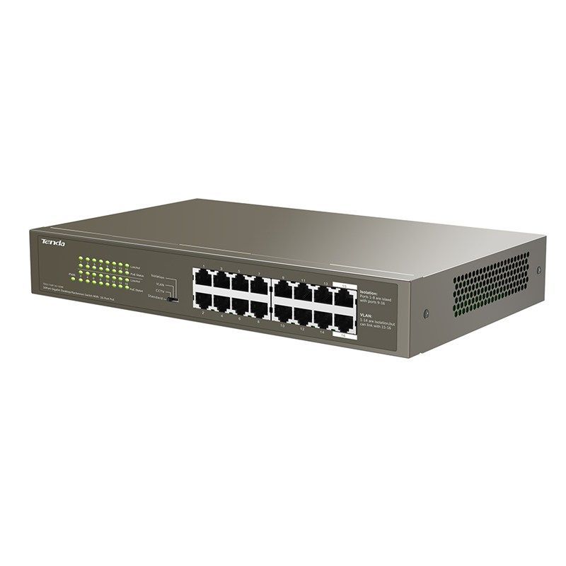 Tenda TEG1116P-16-150W1000M&PoE 16-Port Gigabit Ethernet Switch with 16-Port PoE