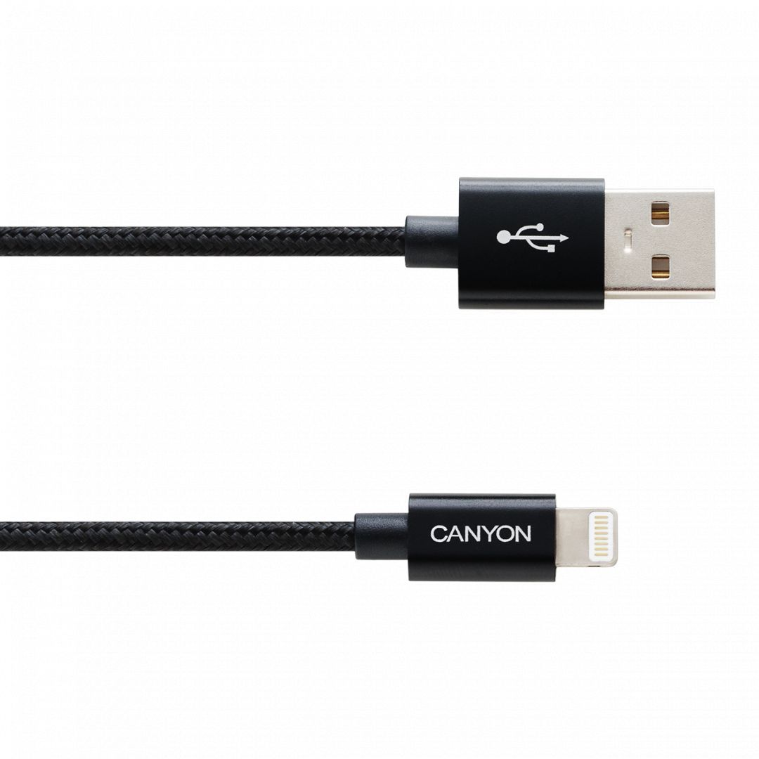 Canyon CFI-3 Braided Lightning - USB cable for iPhone 1m Black