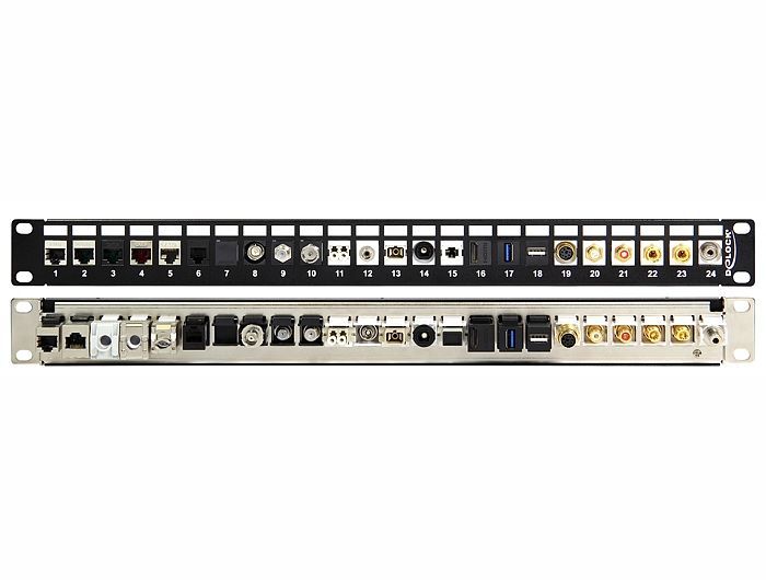 DeLock 19″ Keystone Patch Panel 24 Port Black