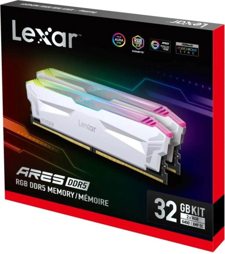 Lexar 32GB DDR5 6400MHz Kit(2x16GB) ARES RGB White