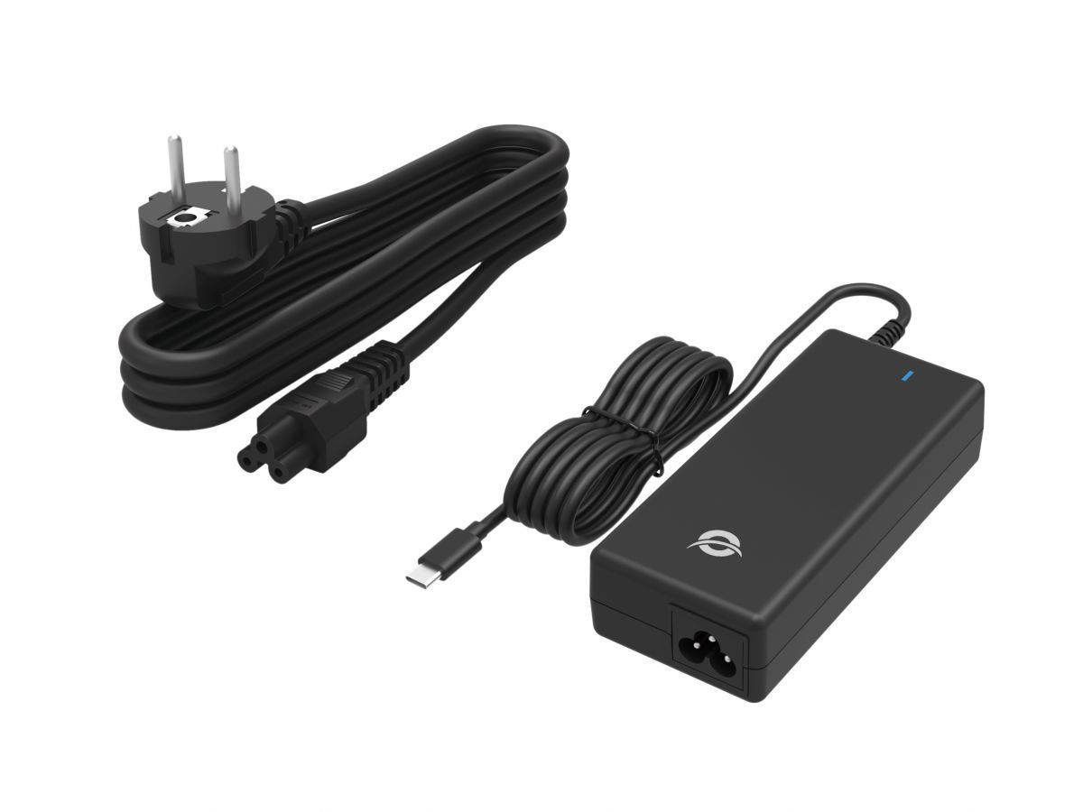 Conceptronic OZUL03BE 100W GaN Desktop USB PD Charger with AC power cable Black