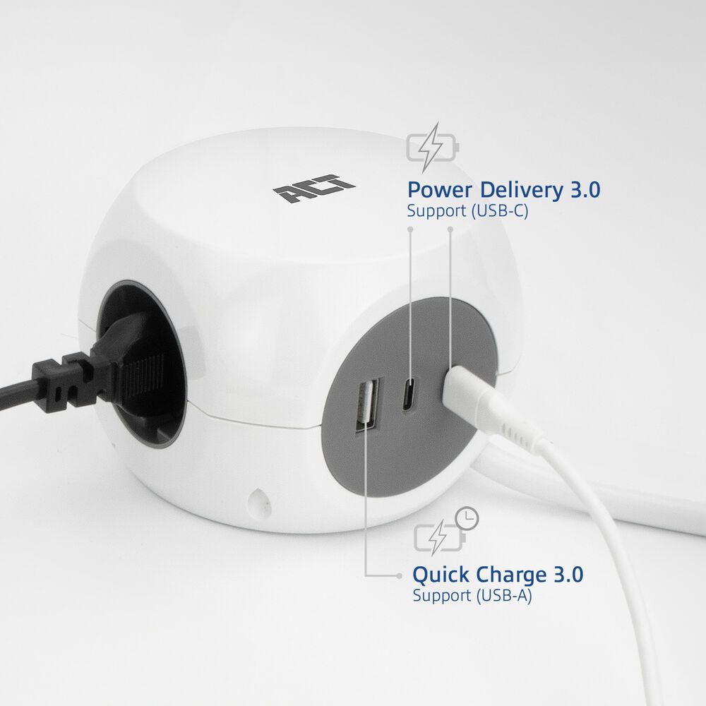 ACT Power Strip Cube F Socket Hálózati Elosztó 3DIN 1,5m White ACT Power Strip Cube F Socket Hálózati Elosztó 3DIN 1,5m White