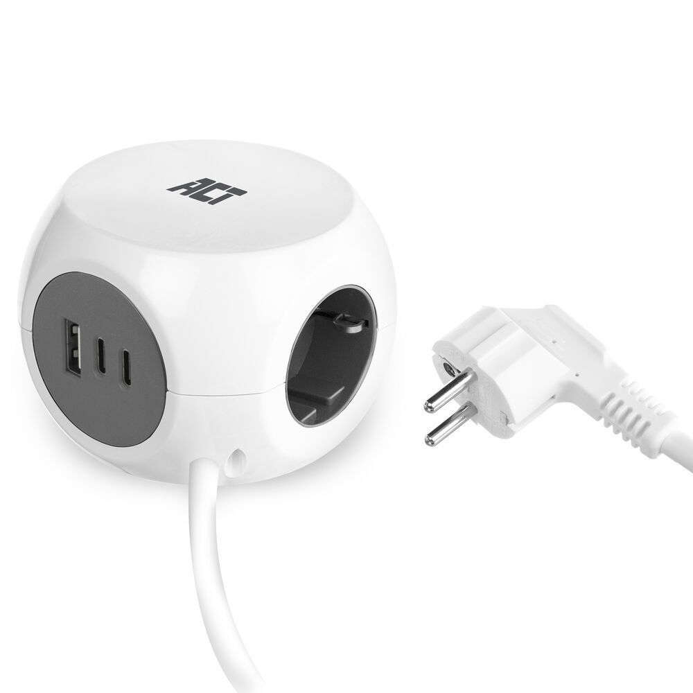 ACT Power Strip Cube F Socket Hálózati Elosztó 3DIN 1,5m White ACT Power Strip Cube F Socket Hálózati Elosztó 3DIN 1,5m White