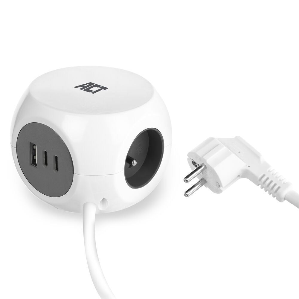 ACT Power Strip Cube E Socket Hálózati Elosztó 3DIN 1,5m White ACT Power Strip Cube E Socket Hálózati Elosztó 3DIN 1,5m White