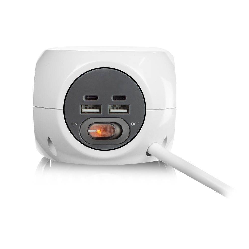 ACT Power Strip Cube E Socket Hálózati Elosztó Kapcsolóval 3DIN 1,5m White