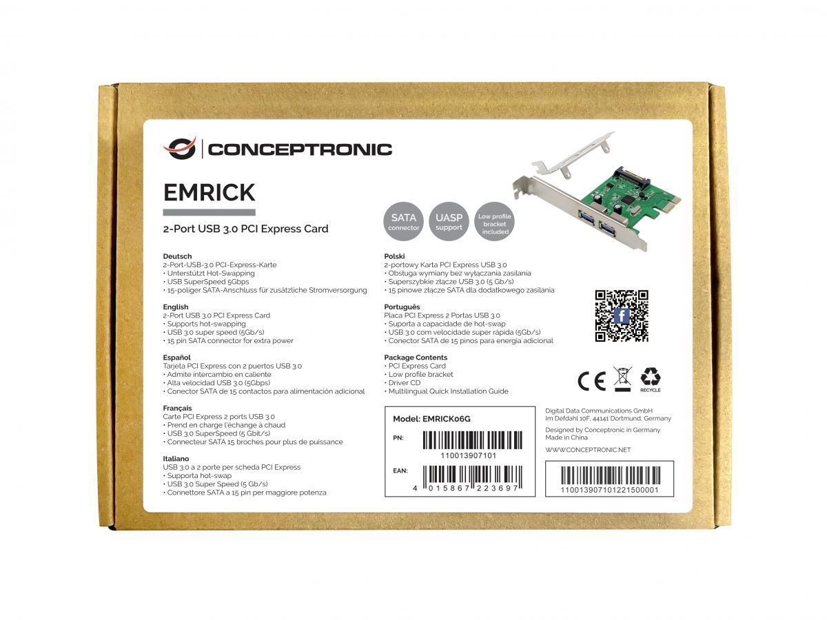 Conceptronic EMRICK06G 2-Port USB 3.0 PCIe Card