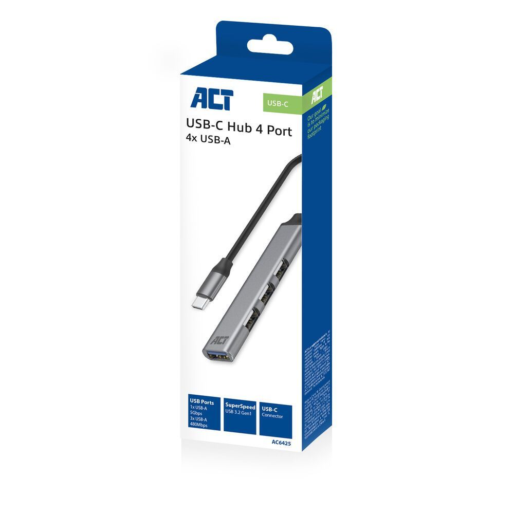 ACT AC6425 4-portos USB2.0 HUB Grey