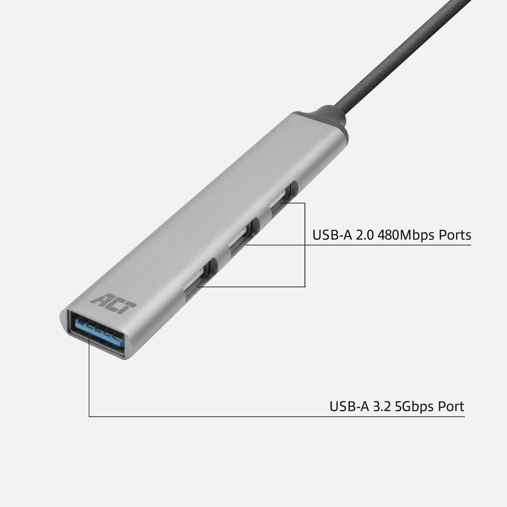 ACT AC6425 4-portos USB2.0 HUB Grey