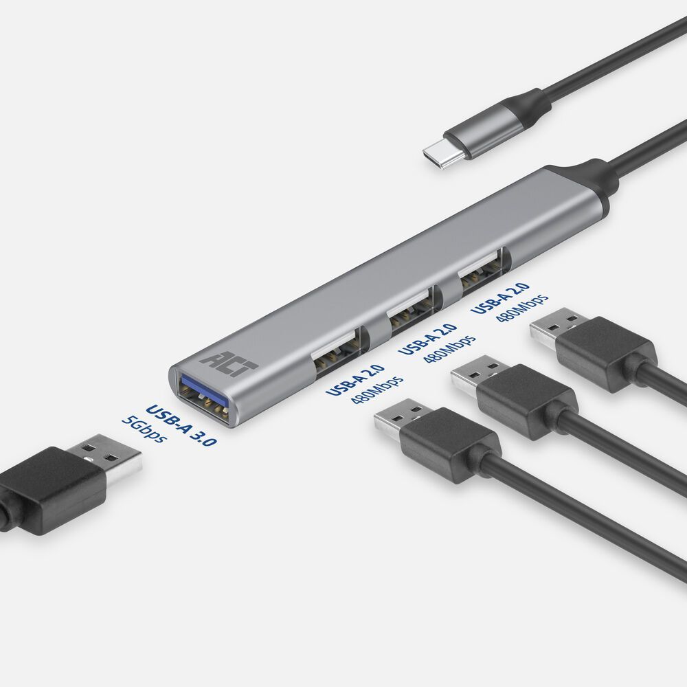 ACT AC6425 4-portos USB2.0 HUB Grey