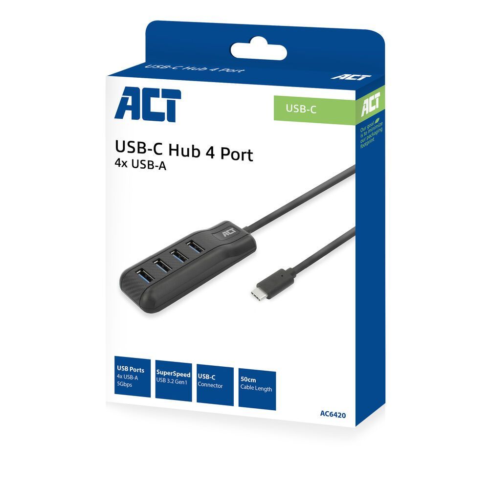 ACT AC6420 4-portos USB3.2 HUB Black