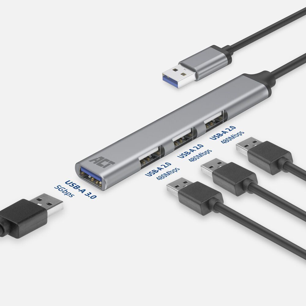 ACT AC6325 4-portos USB2.0 HUB Grey