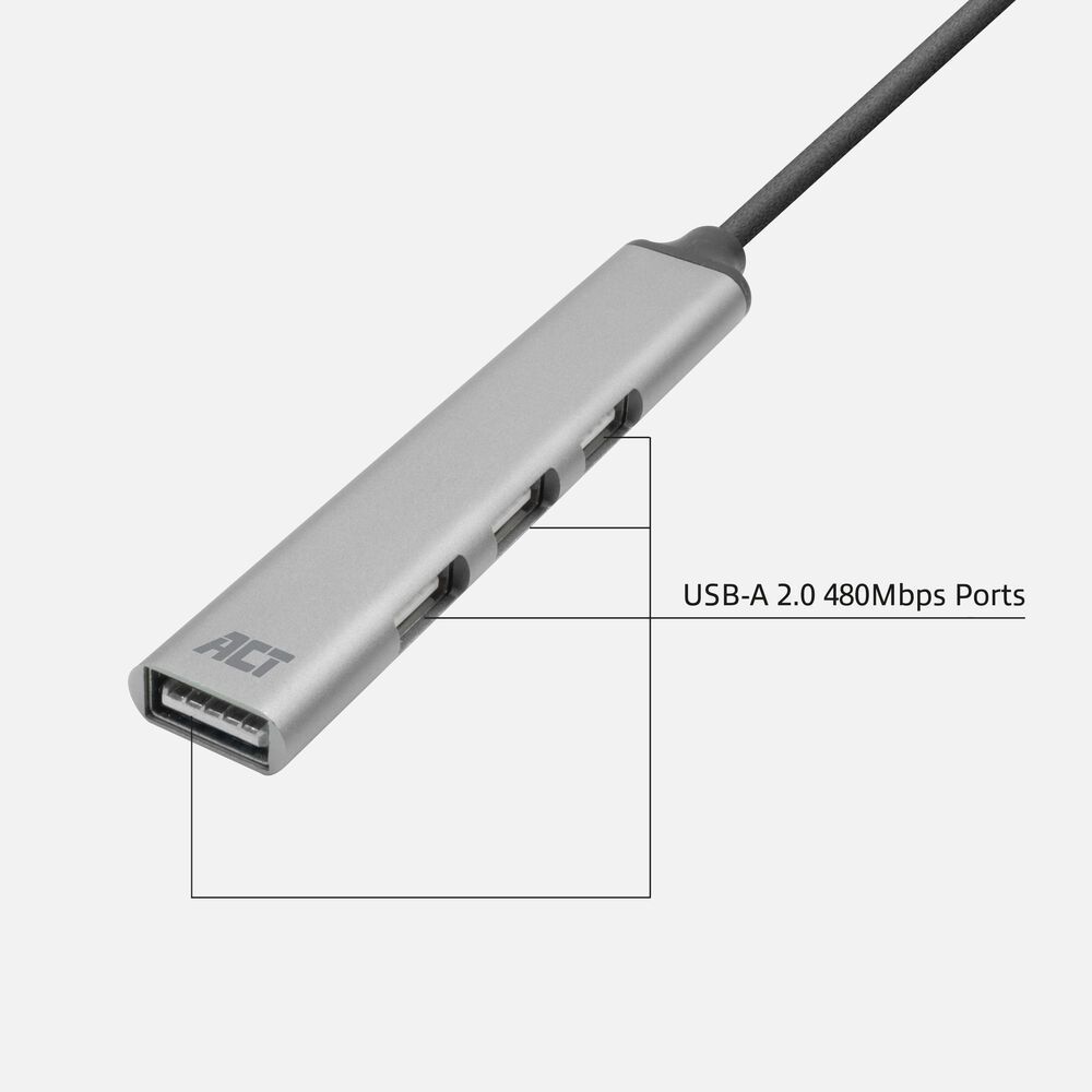 ACT 4-portos USB2.0 HUB Grey