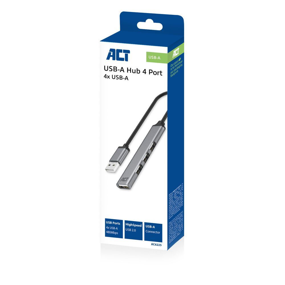 ACT 4-portos USB2.0 HUB Grey