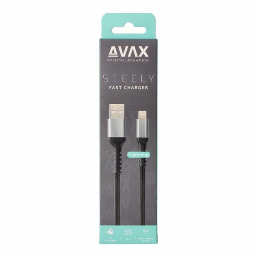 Avax USB-A to Lightning cable 1,5m Black/Grey