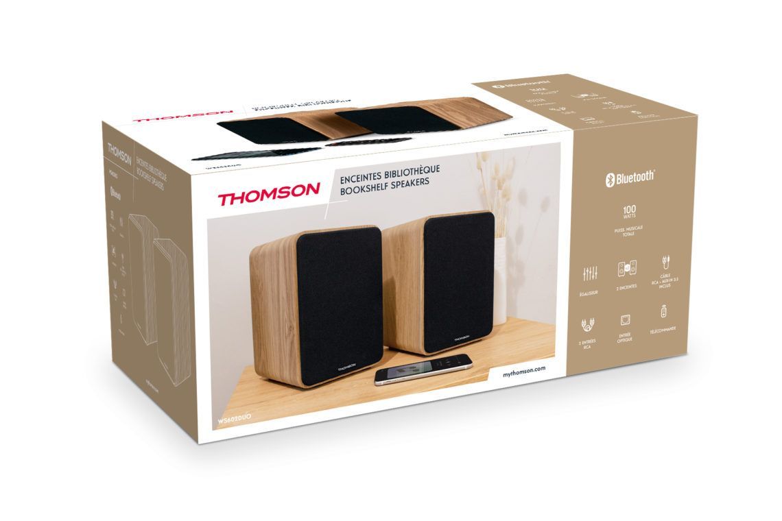 Thomson WS602DUO Bluetooth Bookshelf Speaker Wood