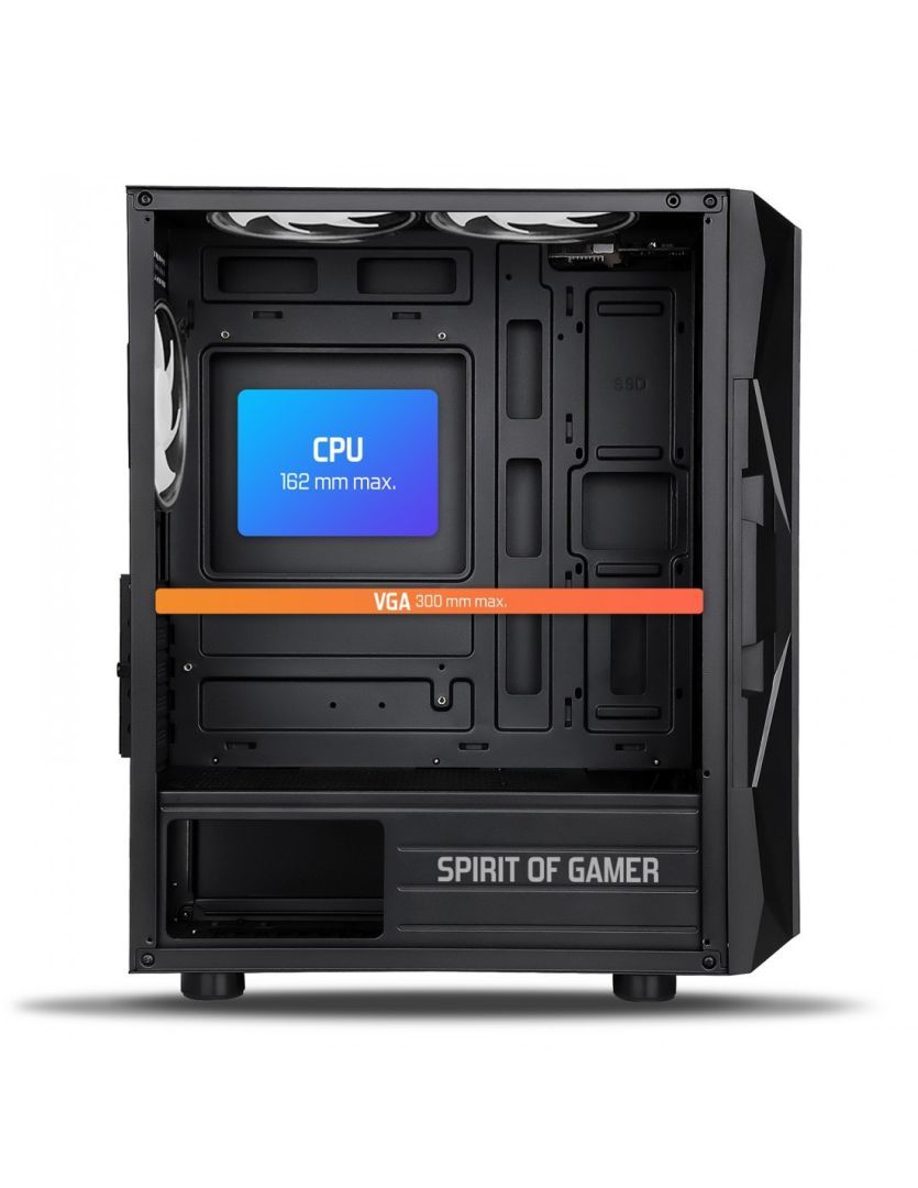 Spirit Of Gamer Rogue 7 RGB Tempered Glass Black