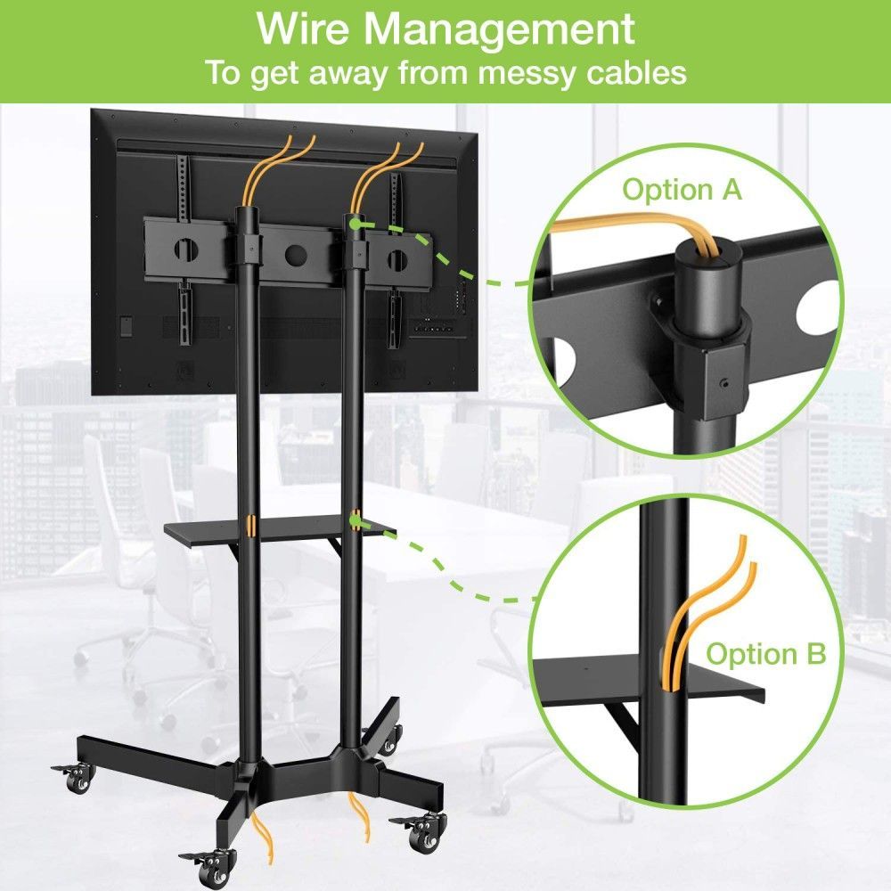 TECHLY Floor Trolley with Shelf LCD/LED/Plasma 37"-70" Black