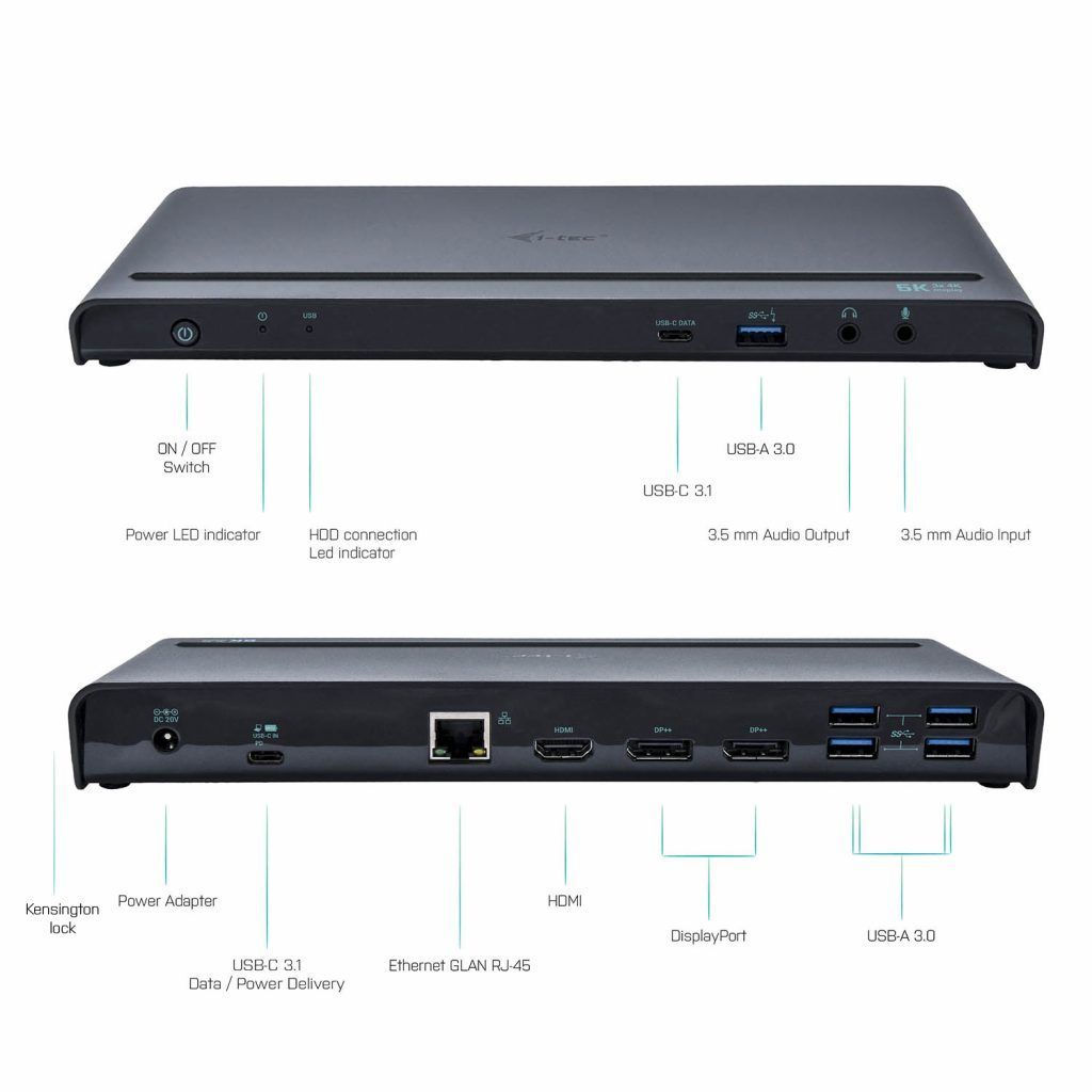 I-TEC USB 3.0 / USB-C / Thunderbolt 3, 3x 4K Docking Station + Power Delivery 85W