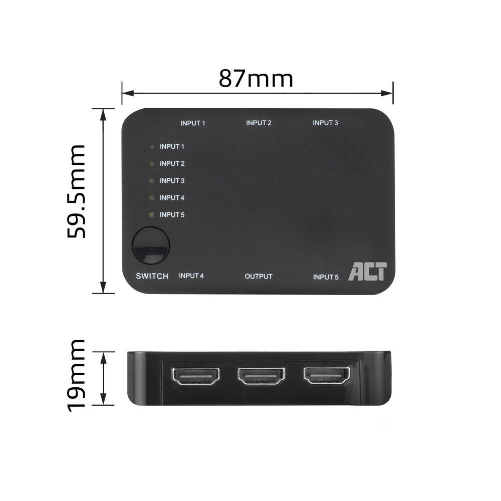 ACT AC7841 4K HDMI Switch 5 in 1 out ACT AC7841 4K HDMI Switch 5 in 1 out