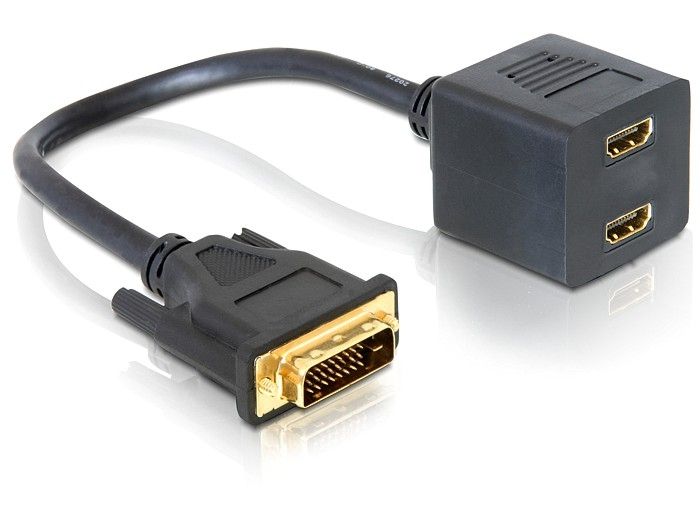 DeLock DVI-D (Dual Link) (24+1) male to 2x HDMI female Adapter