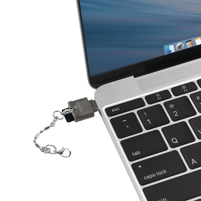 Logilink USB-C to microSD as a key chain Card Reader Black