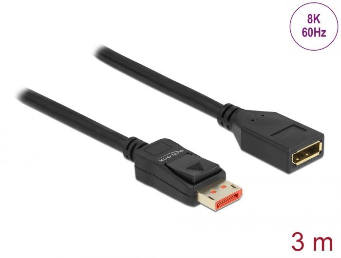 DeLock DisplayPort Extension Cable 8K 60Hz 3m Black