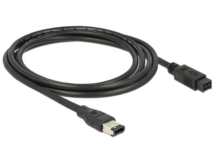 DeLock Cable FireWire 9 pin male > 6 pin male 2m Black