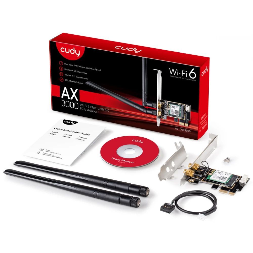 Cudy WE3000 AX5400 Tri-Band Wi-Fi 6 PCIe Adapter