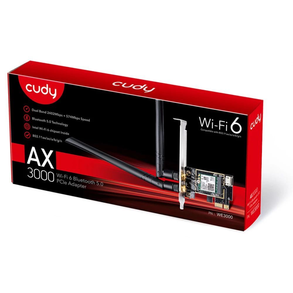 Cudy WE3000 AX5400 Tri-Band Wi-Fi 6 PCIe Adapter