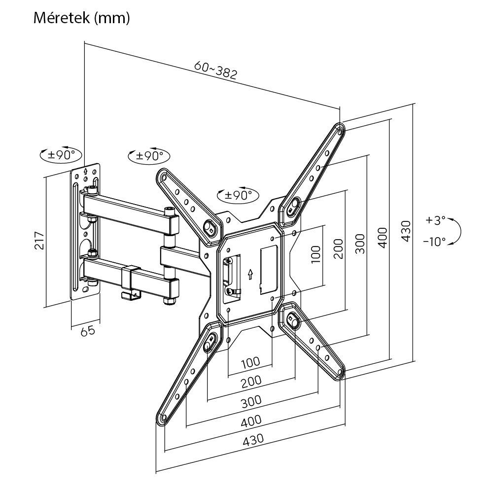 Stansson WM-2355 TV Wall mount 23"-55" Black