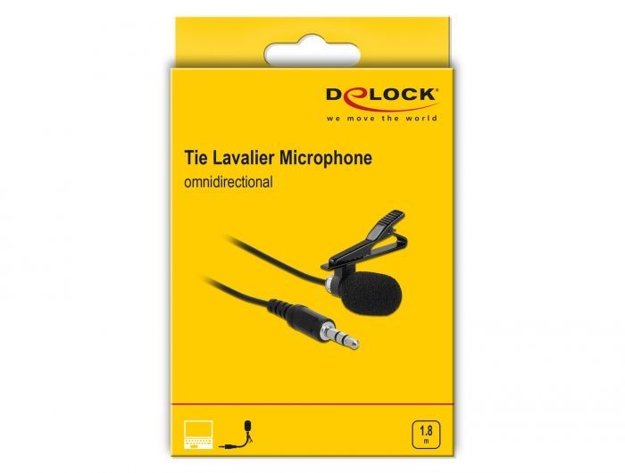 DeLock Tie Lavalier Microphone Omnidirectional Black