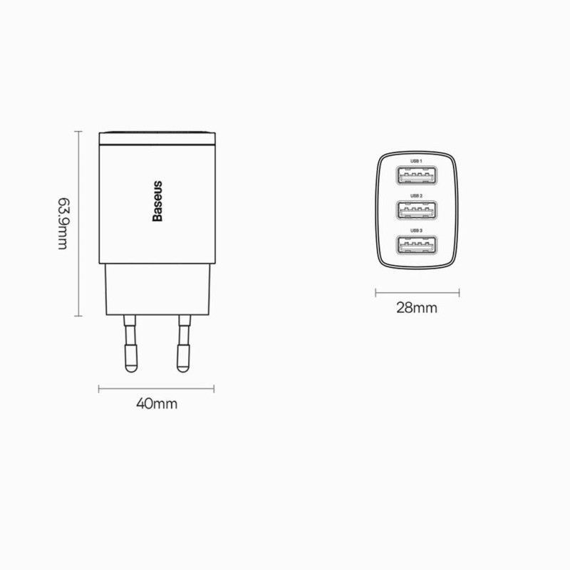 Baseus Compact 17W Wall Charger White