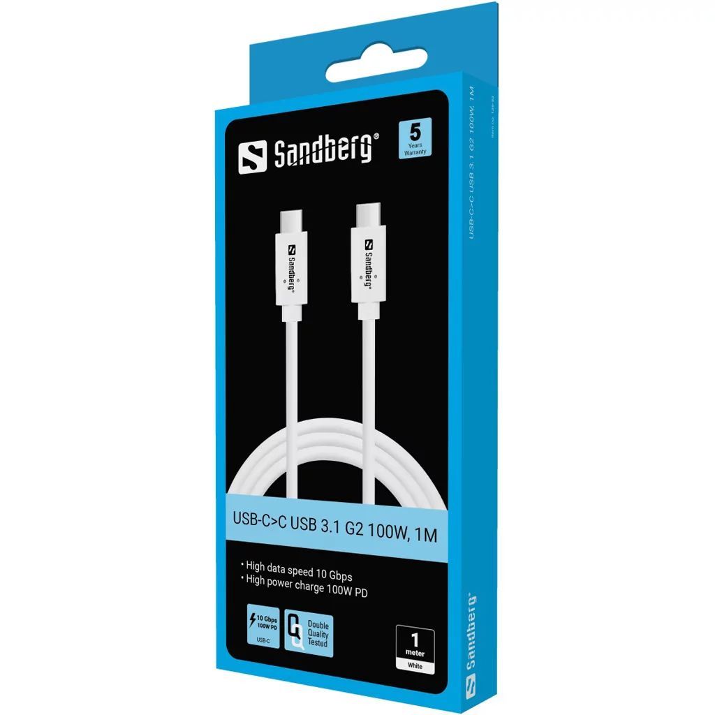 Sandberg USB-C 100W Cable 1m White