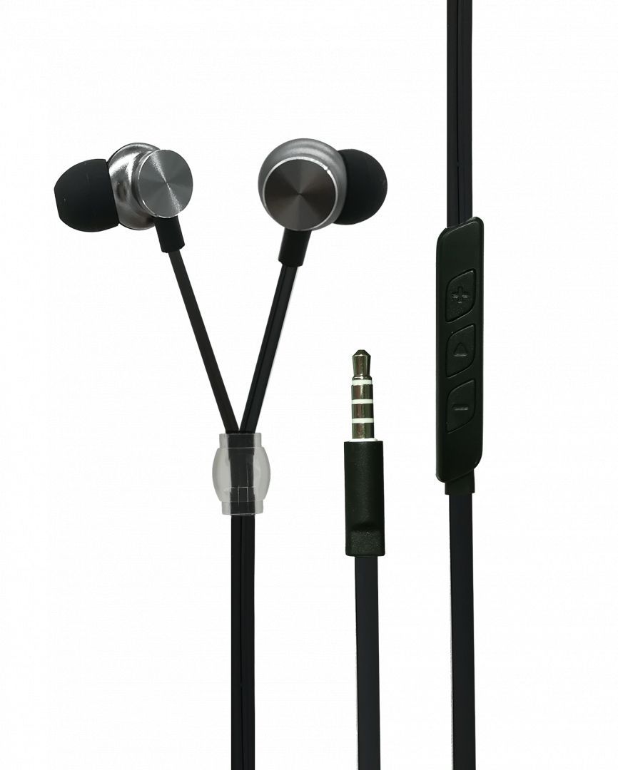 2GO Luxury Zipper-Style In-Ear Stereo Headset Antracit Black