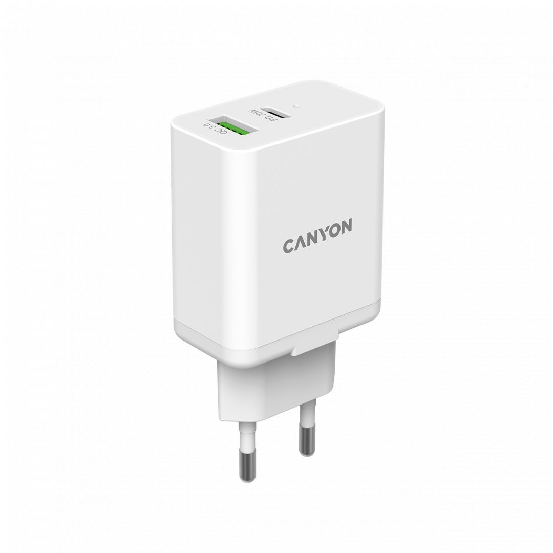 Canyon CNE-CHA20W03 Wall Charger PD 20W + QC 3.0 18W White