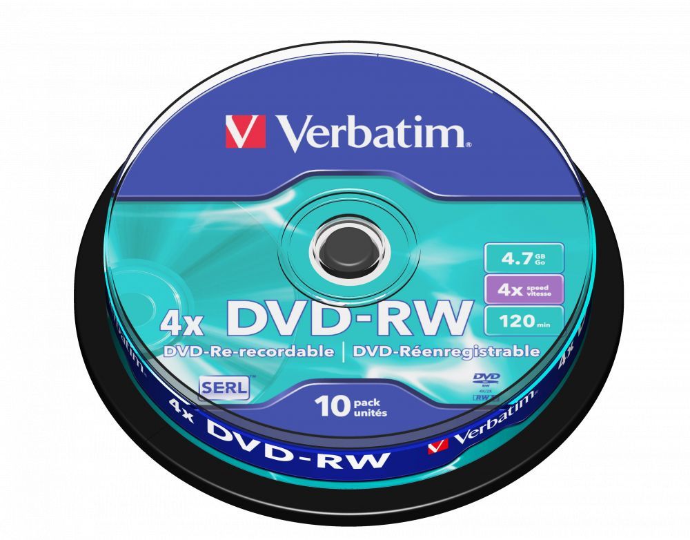 Verbatim DVD-RW 4,7Gb 4x Hengeres 10db/csomag (10-es címke)