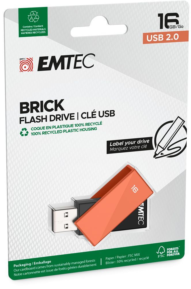 Emtec 16GB C350 Brick USB2.0 Red