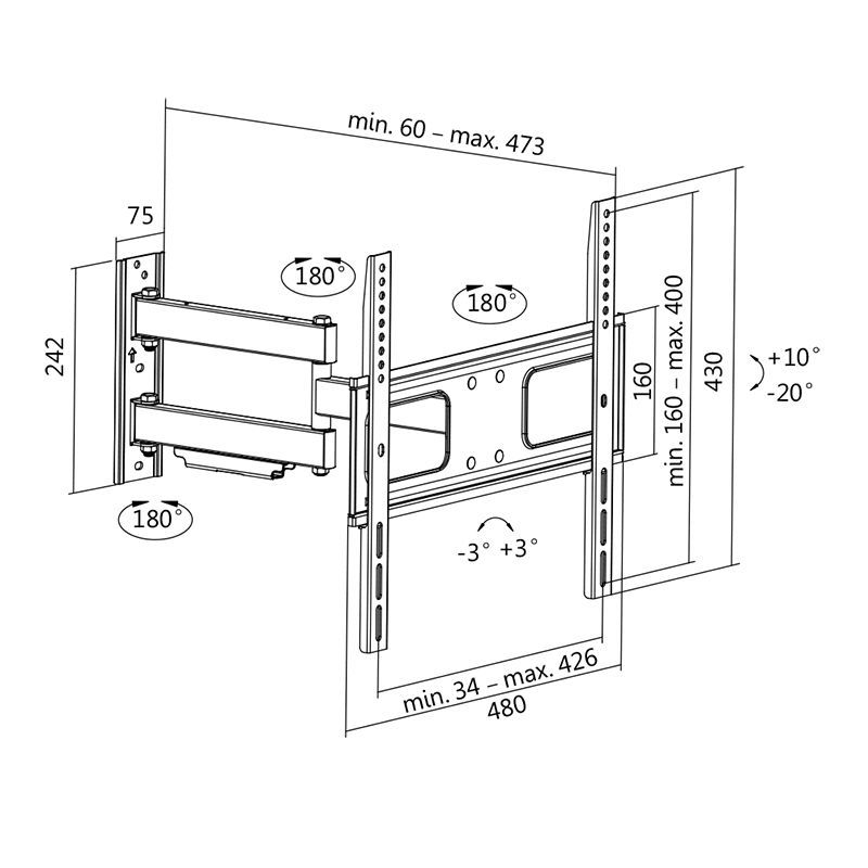 Logilink BP0014 32"-55" TV Wall Mount Tilt Black