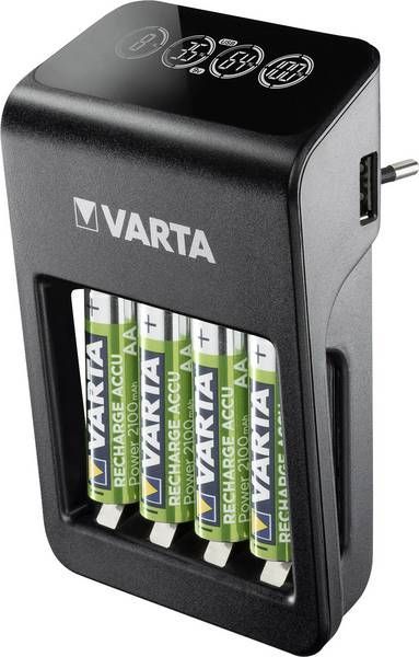 Varta LCD Plug-Plus NiMH AAA/AA/9V PP3 Charger Black