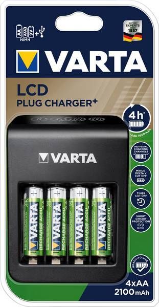 Varta LCD Plug-Plus NiMH AAA/AA/9V PP3 Charger Black