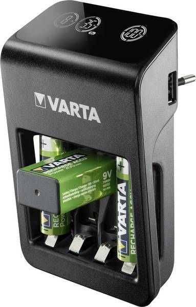 Varta LCD Plug-Plus NiMH AAA/AA/9V PP3 Charger Black