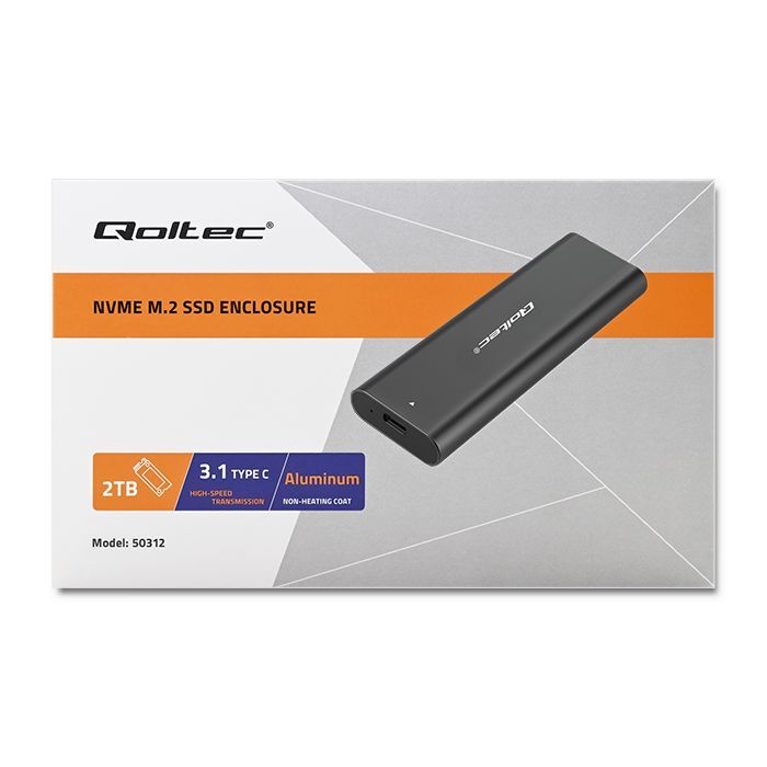 Qoltec USB3.1 Enclosure for M.2 NVMe SSD Grey