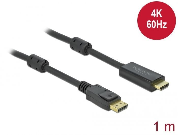 DeLock Active DisplayPort 1.2 to HDMI Cable 4K 60 Hz 1 m