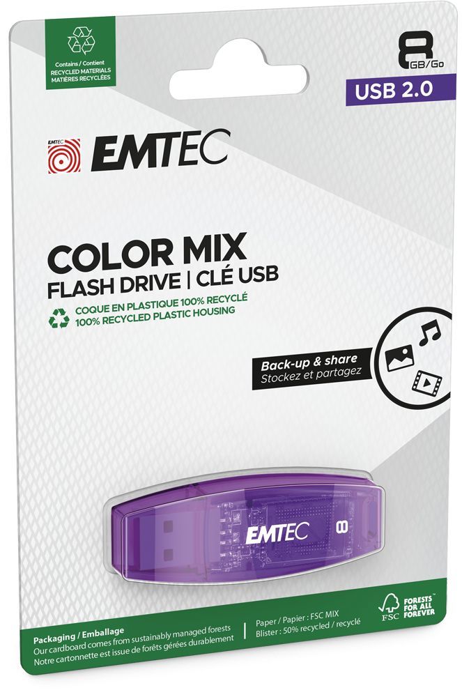 Emtec 8GB C410 ColorMix 2.0 USB2.0 Purple