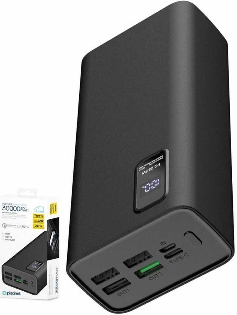 Platinet PMPB30WQC728B 30000mAh PowerBank Black